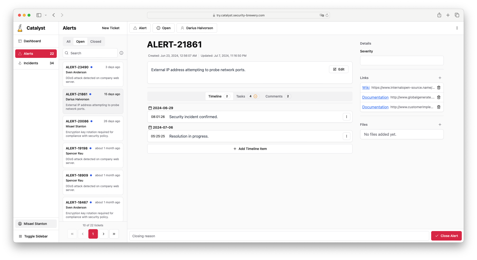 Screenshot of a ticket