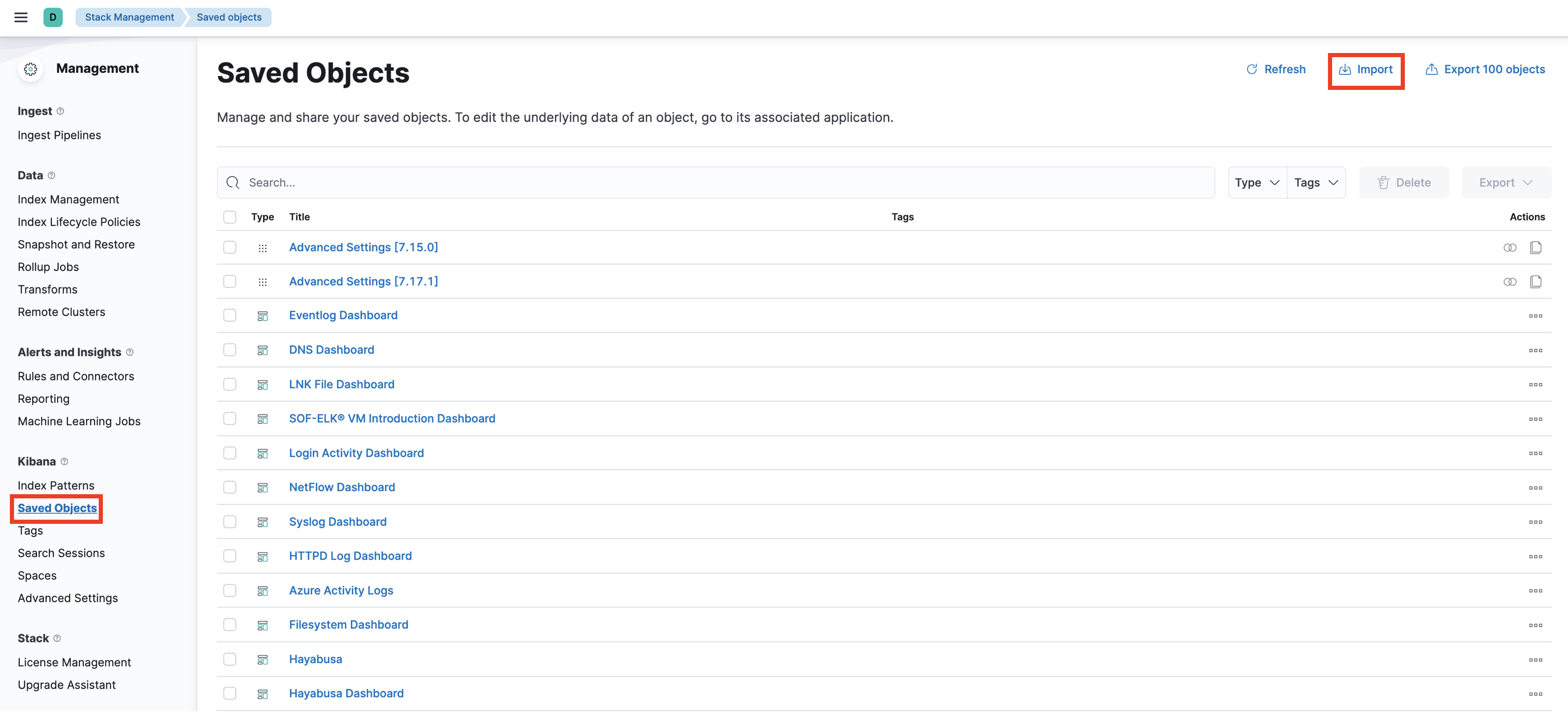 Import Dashboard